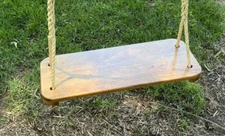 Handcrafted Wood Tree Swing /Handspliced Rope at Seat comes with 12' per side