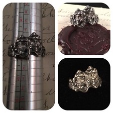 Sterling Art Noveau Twin Ladies Diamond Eyes Ring