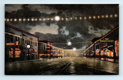 Everett, WA Postcard - HEWITT AVE at night