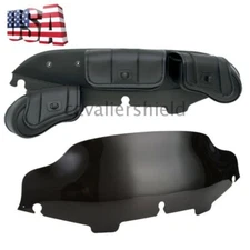 6" Black Windscreen+3 Pockets Windshield Bag For Harley Touring Street Glide USA