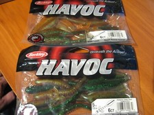 2 Packs Havoc 5" Wide Load Soft Plastic Fishing Baits Perfection Green Fleck