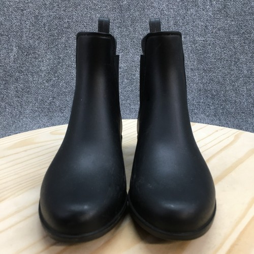 Sam Edelman Waterproof Rain Boots Womens 8 Tinsley Black Rubber Pull On Cuban - Picture 4 of 16