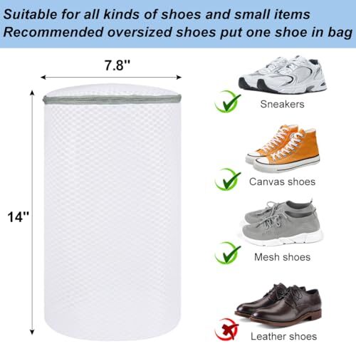 Shoe Washing Machine Bag, 2PCS Honeycomb Mesh Shoe Laundry Bags with Auto Gray - Picture 3 of 7