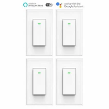 4Pack Smart WIFI Switch Light Wall Works with Alexa Google Home voice smart life