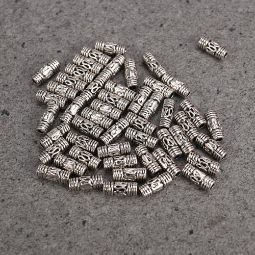 50 pezzi perline argento fai da te eleganti colonne tibetane tubo distanziatore perline per artigianato - Foto 9 di 11