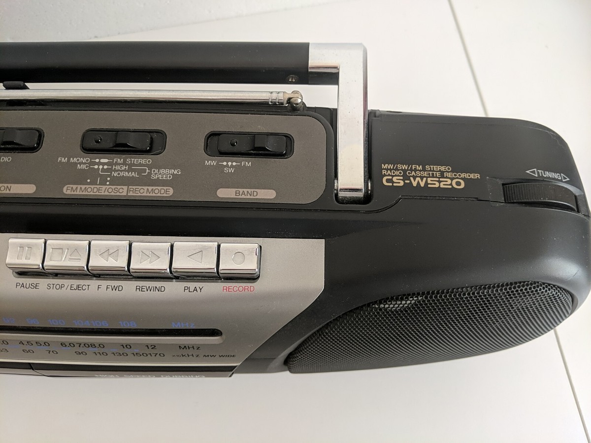 Vintage AIWA CS-W520 Mini Stereo Radio Cassette Deck Boombox