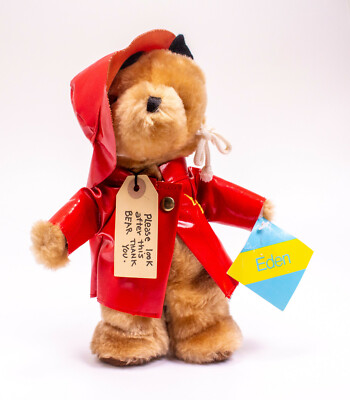 Vintage Paddington Bear Red Rain Coat & Hat by Eden Toys 1975