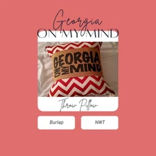 Georgia On My Mind Burlap Throw Pillow UGA