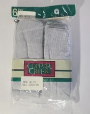 Vintage 90s Copper Creek Men's Gray Full Cushion Socks Size 10-13 6 Pair NOS