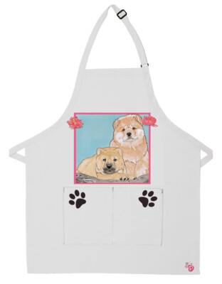 Chow Dog Apron Two Pocket Bib Apron with Adj Neck