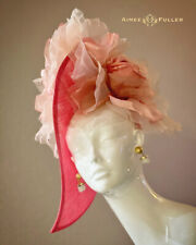 Aimee Fuller Kentucky Derby Hatinator Big Coral Pink Rose Hat Large Fascinator