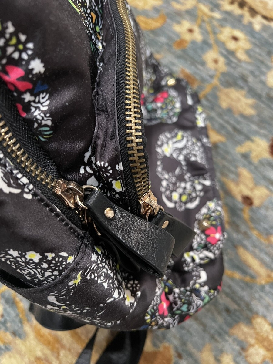 MMS Design Studio Sugar Skull Backpack Black Floral Satin Edgy Gothic Artistry Mms design studio black - Gem main image 3