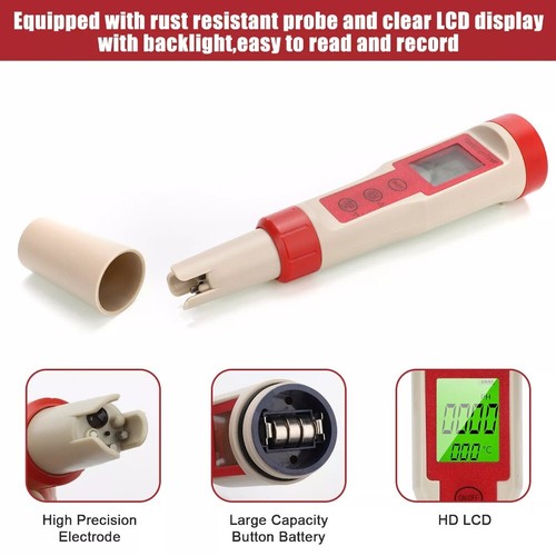 4 in 1 PH TDS EC TEMP Meter Digital Test Pen Home Drinking Water Quality Tester - Picture 7 of 11