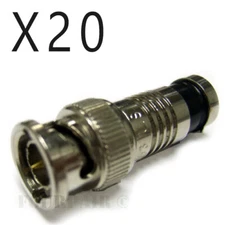 RG59 Coax Cable BNC Male Waterproof Compression Connector CCTV - Pack Lot of 20