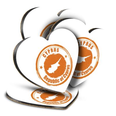 4x Heart MDF Coasters - Republic Of Cyprus Map Travel  #4397