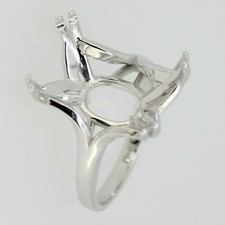 Sterling Silver Semi Mount Ring Setting Emerald OCT 16x12mm Contemporary