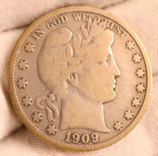 1909-S Barber Half Dollar - Nice Appearance in Fine Cond (#RJS1-064)-Better Date