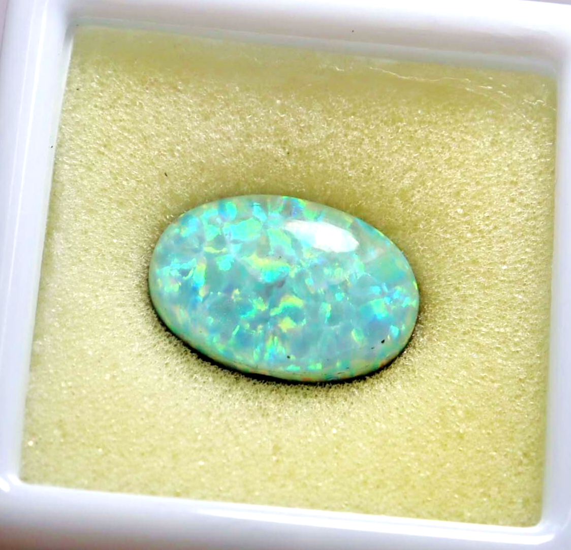 15 Ct Oval Lab-Created Multi-Color Opal Ring Jewelry with Certified Gemstones-image