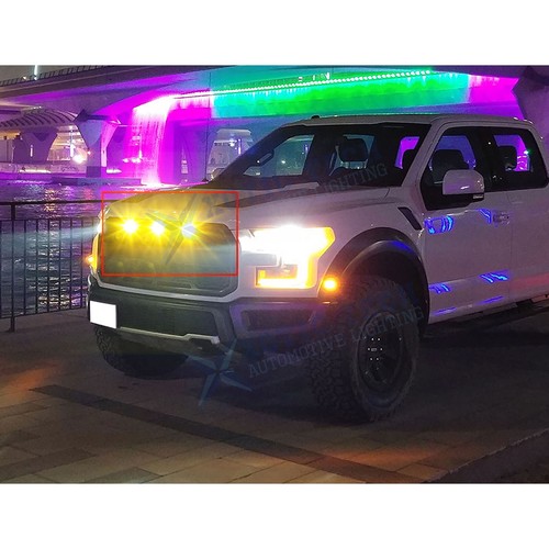 Raptor Style LED Yellow Grille Lighting Kit For Ford Jeep Toyota Universal Fit - Picture 8 of 12