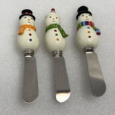 Christmas Winter Spreader Knives for Butter Cheese Jelly Snowmen Theme set of 3