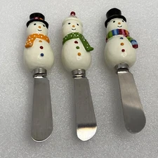 Christmas Winter Spreader Knives for Butter Cheese Jelly Snowmen Theme set of 3