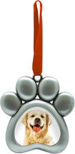 Pawprint Photo Ornament, Dog or Cat Christmas Tree Decoration, Pet Memorial Keep
