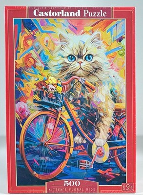 Castorland  Kitten s Floral Ride  500 Pc Puzzle | Import | Colorful Cat Art