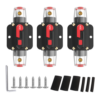 Circuit Breaker Switch 30A Waterproof Fuse Inline Holder Resettable Fuse Manu...