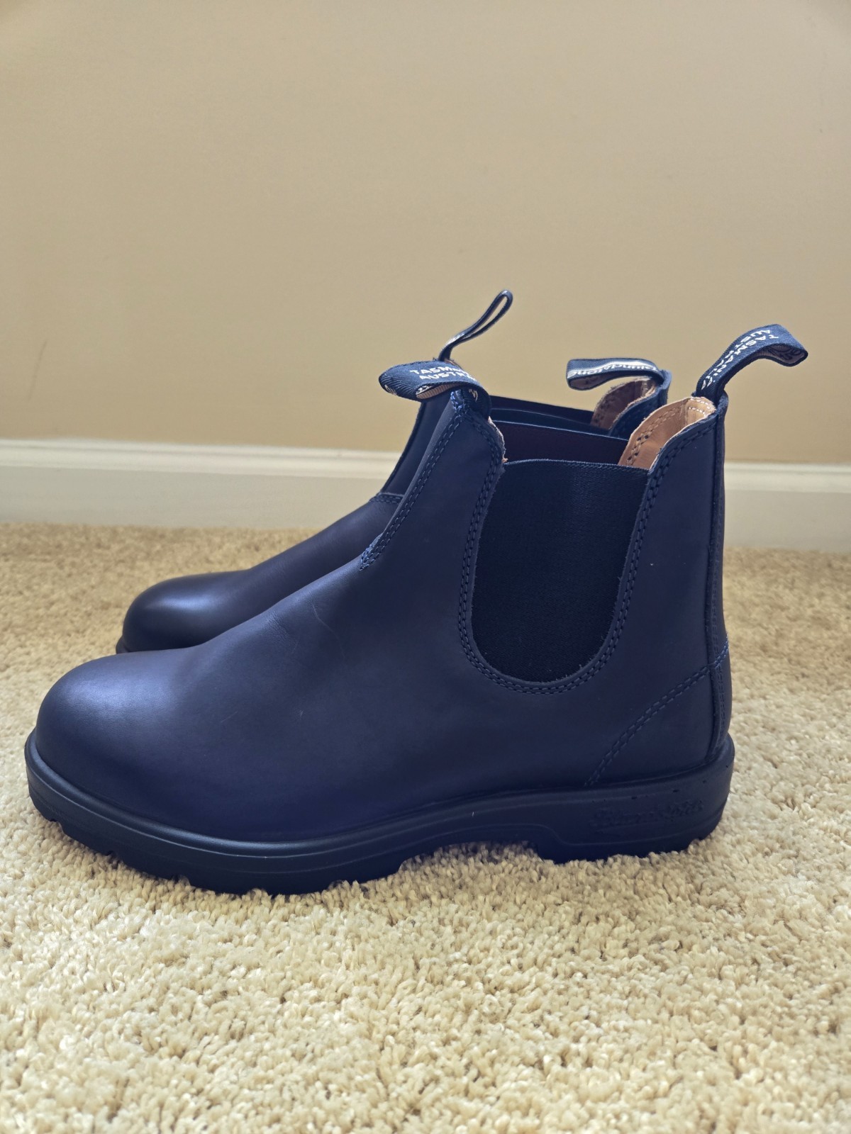 Men's Blundstone Chelsea Boots Size 9 Blue Leather Elastic Side Ankle Boots-image