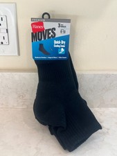 Hanes Premium Men's breathable mesh Ankle Socks 3pk - Black 6-12 NEW WITH TAGS