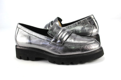 Sioux Gr.40,5 Uk.7 Damen Halbschuhe Ballerinas Slipper Loafers Silber  TOP P 150
