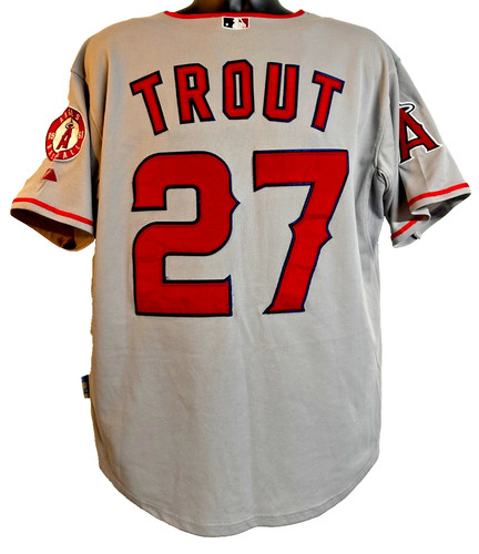 MLB Los Angeles Angels #27 Mike Trout Majestic Jersey Men's SZ: 50 Gray - Used