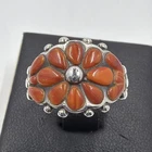 Vintage Boma Sterling Silver 925 Floral Sz 8 Ring w/ Coral Petals 3.3g