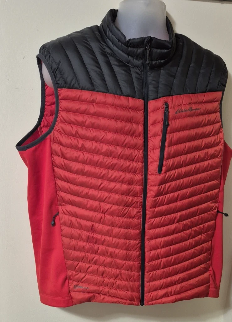 Eddie Bauer Mens Puffer Quilted Goosedown Red Vest Size X L