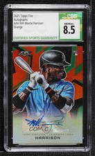 2021 Topps Fire Auto Orange 30/99 Monte Harrison #AV-MH CSG 8.5 Auto 14sd