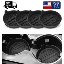 SINGARO Car Cup Holder Coaster Silicone Holder Insert Non-Slip Cup 4 Pack Black