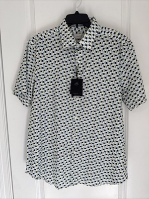 NWT Men s Bugatchi Comfor Stretch Button Down Shirt Shaped Fit LARGE