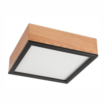 Deckenlampe Deckenleuchte Holz B: 31 cm klein quadratisch 2x E27 Wohnzimmer Flur - Bild 1 von 4