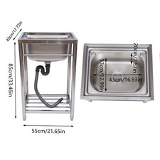 Stainless Steel Commercial Utility Sink Kitchen Sink 1 Compartment Freestanding