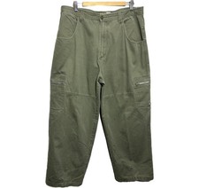 Vintage 90s Y2K Streetwear Mens 38x30 Baggy Wide Leg Cargo Pants Olive Green