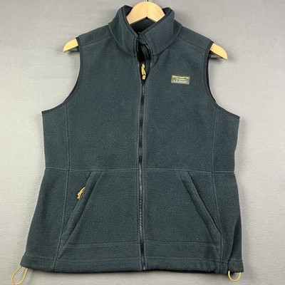 L.L. Bean Women s Vest Size M Mountain Classic Fleece Black Full Zip Logo