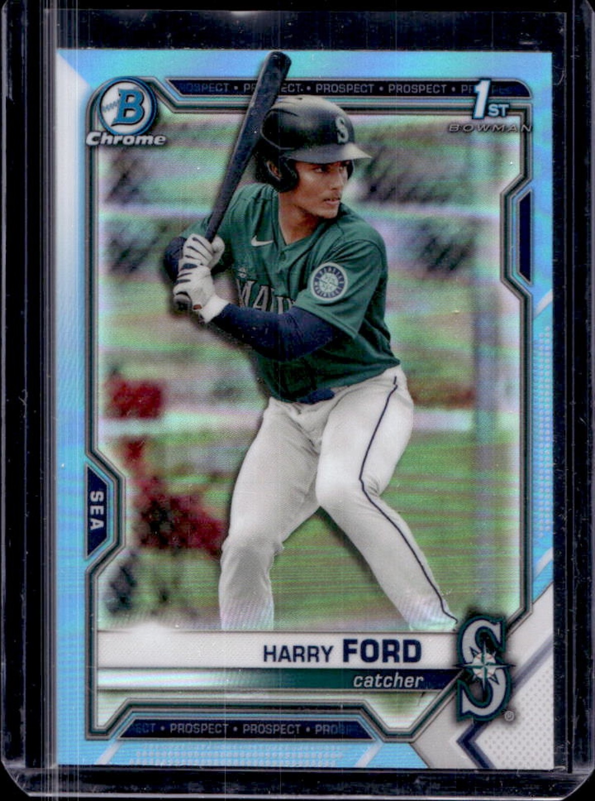 2021 Bowman Draft Harry Ford Chrome Sky Blue Refractor 1st #BDC-1 Mariners