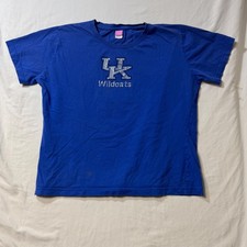 UK University of Kentucky Wildcats Blue T-Shirt Women XL Rhinestone School Pride