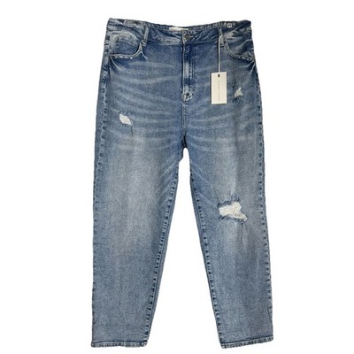 Risen High Rise Crop Boyfriend Tapered Jeans Light Wash Size 2XL #b05