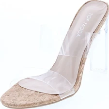 Top Moda Womens Transparent Lucite Double Strap Fashion Dress Sandals