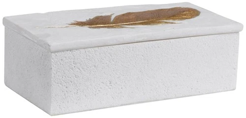 Nephele 12 1/4" Wide Gold Feather Decorative Box - Picture 2 of 4