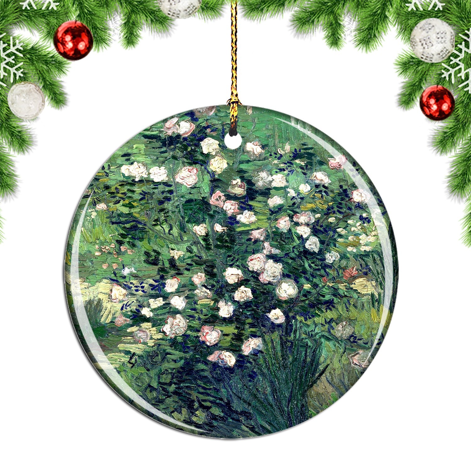 Van Gogh Rosebush In Blossom Painting Christmas ornament city travel souvenir