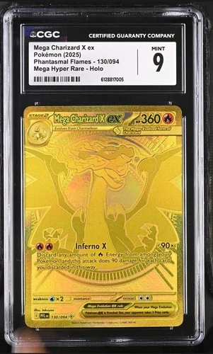 💎 Mega Charizard X EX 130/094 Phantasmal Flames CGC 9 MINT