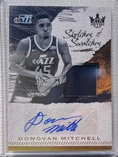 Donovan Mitchell Rookie Jersey Auto /399 Utah Jazz NBA Basketball Card. rookie card picture