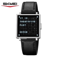 Unique Luxury LED Digital Wristwatch for Men Waterproof Leather Strap Watch